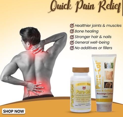 Quick Pain Relief.
Healthier joints and muscles
Bone healing
Stronger hair and nails
General well-being
No additives or fillers
